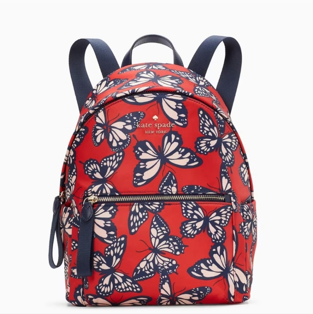 Kate Spade Red and Navy Butterfly Backpack